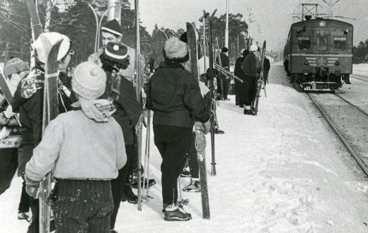 Slēpotāji Kalngales stacijā 1961.gadā. Foto: K.Pūka